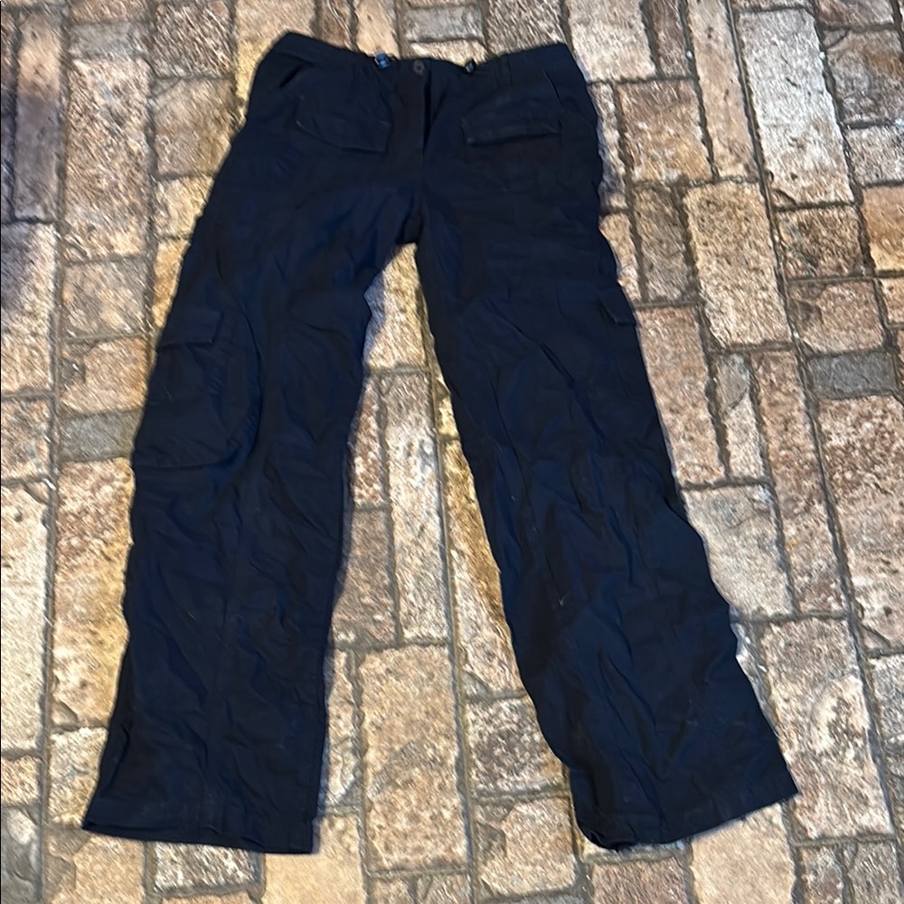 J. Galt Black Cargo Pants with Straight Leg Cut